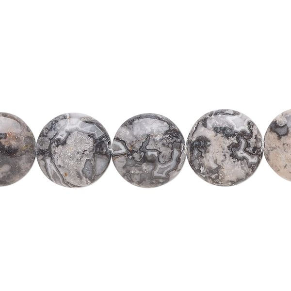 Silver crazy lace agate 1pkg1, puffed flat round bead natural 8 inch 12mm image number 0
