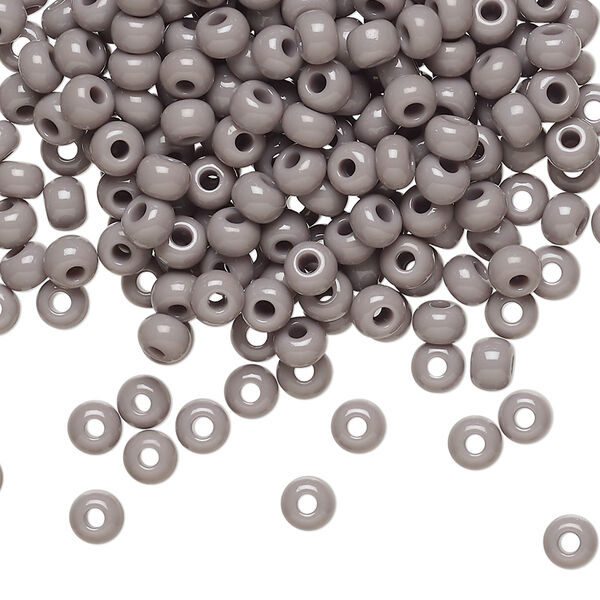 Seed bead, Preciosa Ornela Czech glass, pkg/50g, #6 rocaille, opaque grey, (43020). image number 0
