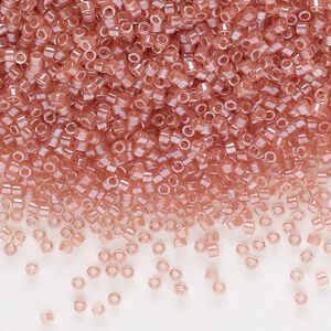 Seed bead, Delica®, glass, pkg/7.5g, #11 round, translucent glazed luster salmon (DB-1481-1).