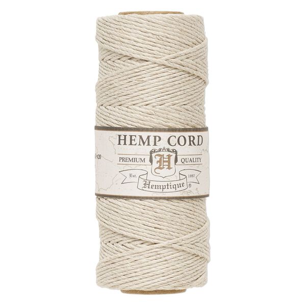 Cord, Hemptique®, polished hemp, natural, 1mm diameter, 20-pound test. Sold per 205-foot spool. image number 0