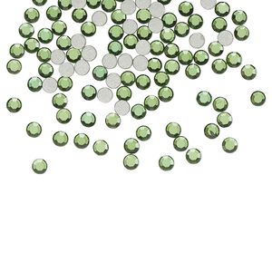 Flat back 144pk green turmaline foil back, Crystal Passions® 2.1-2.3mm round SS7 2000