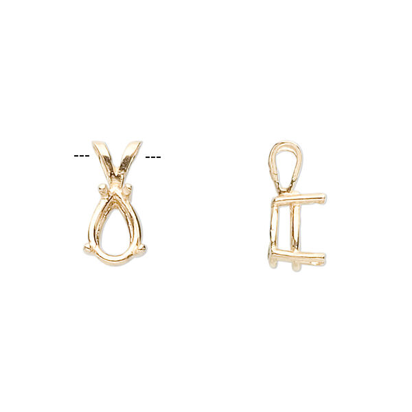 Pendant, Sure-Set™, 14Kt gold, 9x6mm with 4-prong pear basket setting. Sold individually. image number 0