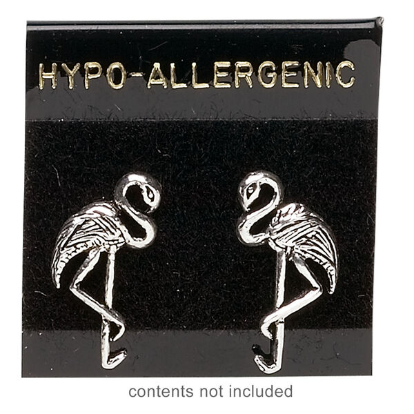 Earring card, flocked plastic, black and gold, 1x1-inch square with "HYPO-ALLERGENIC." Sold per pkg of 100. image number 1