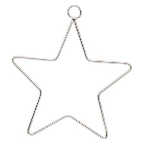 Ornament frame, steel wire, 4-inch star. Sold per pkg of 2.