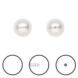 Pearl 100pk moonlight, Swarovski® 10mm half-drilled round 5818