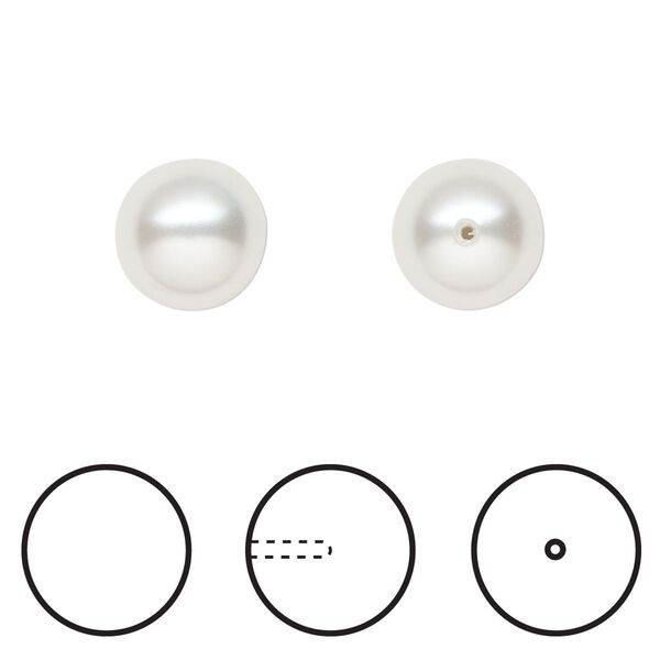 Pearl 100pk moonlight, Swarovski® 10mm half-drilled round 5818 image number 0