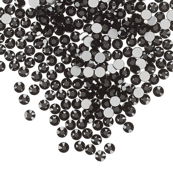 Flat back, Dance With Me™ crystal rhinestone, jet, foil back, 2.7-2.9mm rose, SS10. Sold per pkg of 144 (1 gross). image number 0