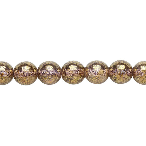 Bead, Czech glass druk, translucent copper luster, 8mm round. Sold per 15-1/2" to 16" strand. image number 0