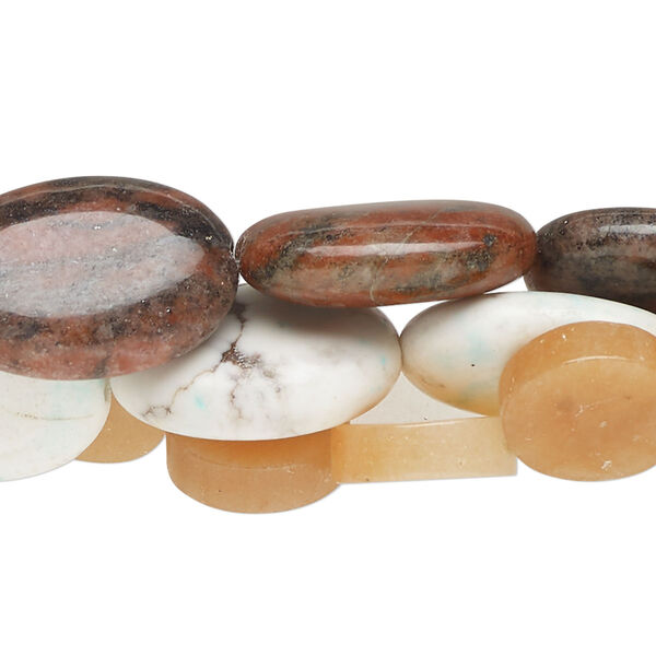 Multi-gemstone 1pkg3, mixed shape bead C grade, 15 inch mix 6x4mm-43mm image number 0
