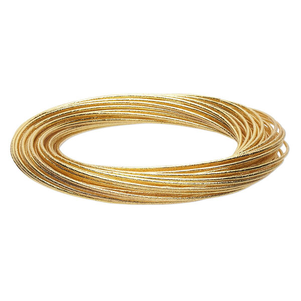 Bracelet, bangle, gold-finished steel, (40) 12mm wide interlocking textured bands, 8 inches. Sold individually. image number 0