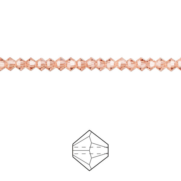 Bead 48pk rose peach, Preciosa Czech crystal 3mm bicone image number 0