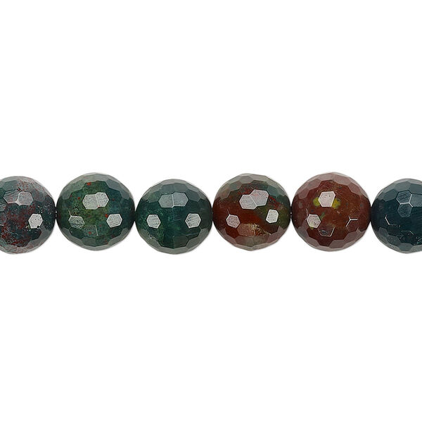Bead, Indian bloodstone (natural), 8mm faceted round, B grade, Mohs hardness 6-1/2 to 7. Sold per 8-inch strand, approximately 20 beads. image number 0