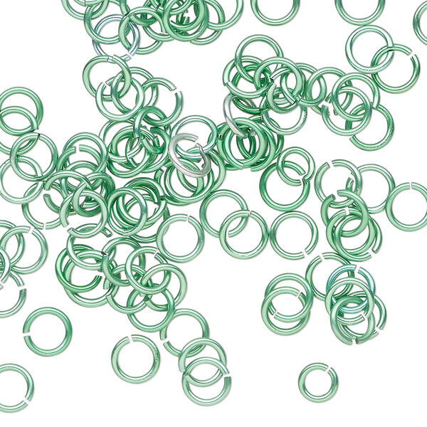 Jump ring 1pkg100 aluminum, 5mm round, 20 gauge / 3.1mm inside diameter / green image number 0