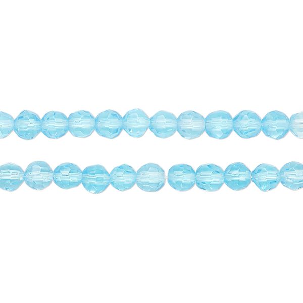 Bead, glass, translucent light blue, 4mm faceted round. Sold per pkg of (2) 12-inch strands, approximately 160 beads. image number 0