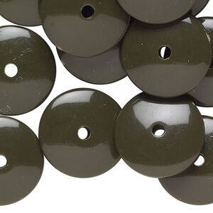 Bead, acrylic, pkg/2 ounces, dark taupe, 18x5mm-20x7mm rondelle.