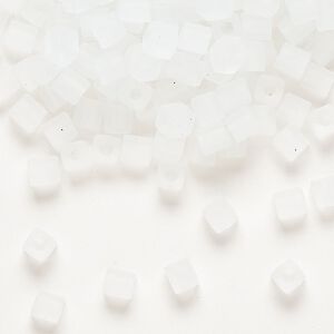 Seed bead, Miyuki, glass, pkg/250g, 3.5-3.7mm square, translucent frosted clear (SB-131F).
