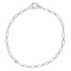 Chain 1pkg1 brass / stainless steel, 3.2mm marquise 7 inches / lobster claw clasp, silver finish
