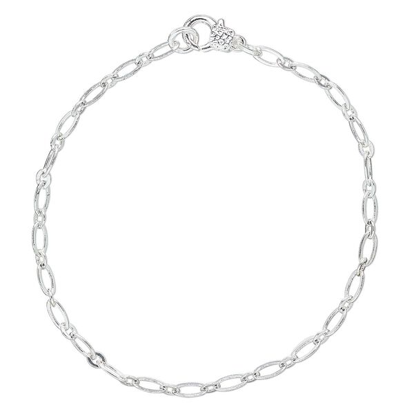 Chain 1pkg1 brass / stainless steel, 3.2mm marquise 7 inches / lobster claw clasp, silver finish image number 0