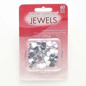 Flat back, acrylic, clear, 8x8mm faceted heart. Sold per pkg of 60.