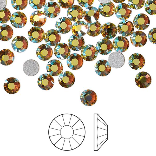 Flat back 144pk acid yellow AB foil back, Preciosa VIVA 12® Czech crystal rhinestone 4.6-4.8mm chaton rose round SS20 image number 0