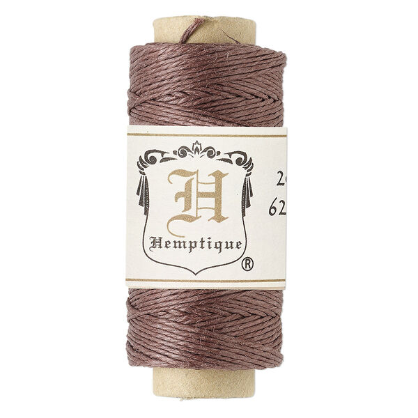 Cord, Hemptique®, polished hemp, dark brown, 0.5mm diameter, 10-pound test. Sold per 100-foot spool. image number 0