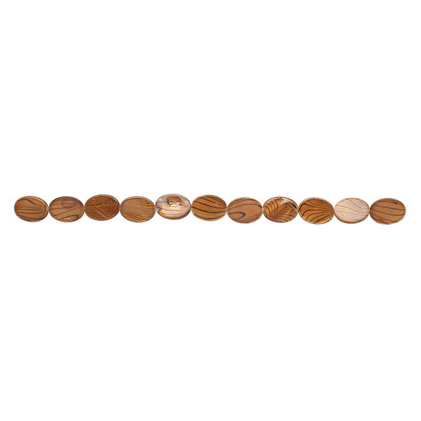 Mother-of-pearl shell 1pkg1, flat oval bead 14 inch brown and black 19x15mm-20x15mm image number 1