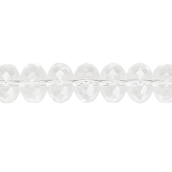 Bead, Czech fire-polished glass, clear, 11x7mm faceted rondelle. Sold per 15-1/2" to 16" strand. image number 0