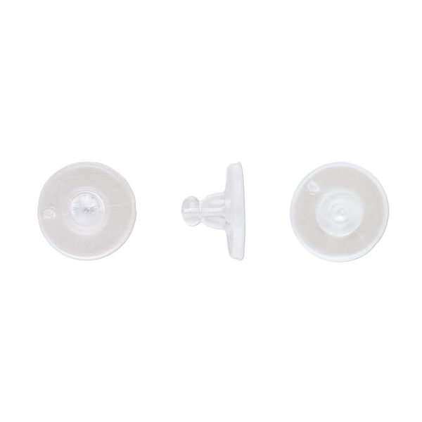 Earnut 1pkg1000, 9.5x6mm disc, "rubber" clear 500 pair image number 0