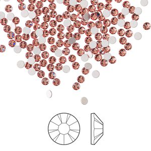 Flat back 1440pk rose peach foil back, Preciosa MAXIMA Czech crystal rhinestone 2.1-2.3mm chaton rose round SS7