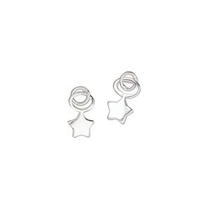 Charm, sterling silver, 5.5mm single-sided star with 4mm closed round loop. Sold per pkg of 2.
