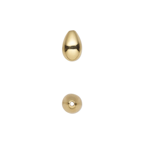 Bead, gold-plated sterling silver, 9.5x6mm teardrop. Sold individually. image number 0