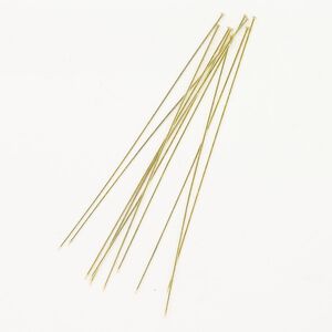 Brass 1pkg10, stick pin, gold-finished 18 gauge 5 inch