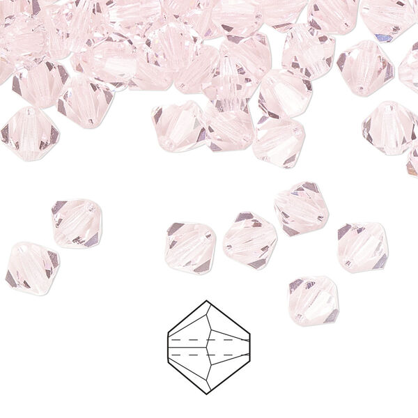 Bead 24pk pink sapphire, Preciosa Czech crystal 6mm bicone image number 0