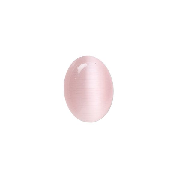Cabochon, cat's eye glass (fiber optic glass), pink, 8x6mm calibrated oval, quality grade. Sold per pkg of 10. image number 0
