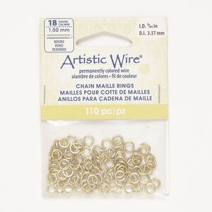 Jump ring 1pkg110, Artistic Wire®, brass-finished copper, 6mm round, 3.6mm inside diameter, 18 gauge.