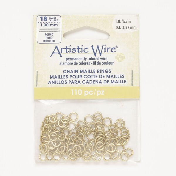 Jump ring 1pkg110, Artistic Wire®, brass-finished copper, 6mm round, 3.6mm inside diameter, 18 gauge. image number 0