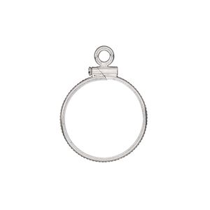 Drop, sterling silver, 18.5mm open round with 18mm screw-fastened flat round bezel setting. Sold individually.