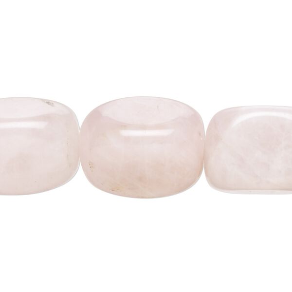 Bead, rose quartz (natural), light, medium tumbled nugget with 0.5-1.5mm hole, Mohs hardness 7. Sold per 15-inch strand. image number 0