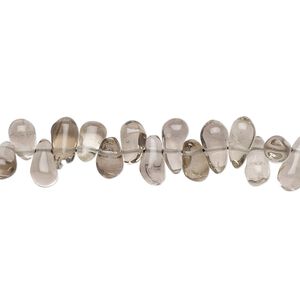Smoky quartz 1pkg1, hand-cut top-drilled teardrop bead 14 inch 6x4mm-10x5mm