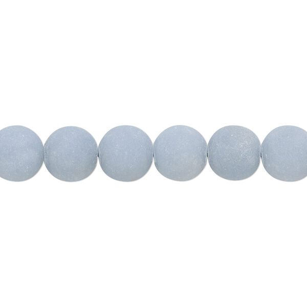 Angelite 1pkg1, matte round bead natural 8 inch 8mm image number 0