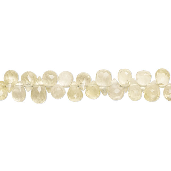 Lemon quartz / quartz crystal 1pkg1, hand-cut top-drilled micro-faceted teardrop bead 9 inch 5x3mm-7x4mm image number 0