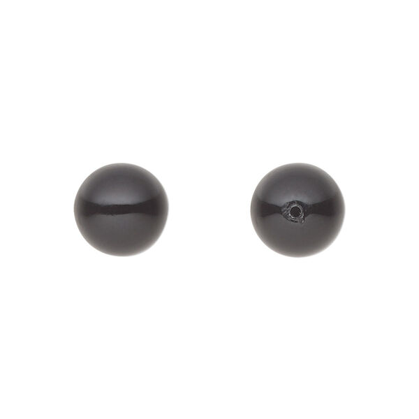 Pearl 50pk magic black, Preciosa Czech crystal 10mm half-drilled round image number 0