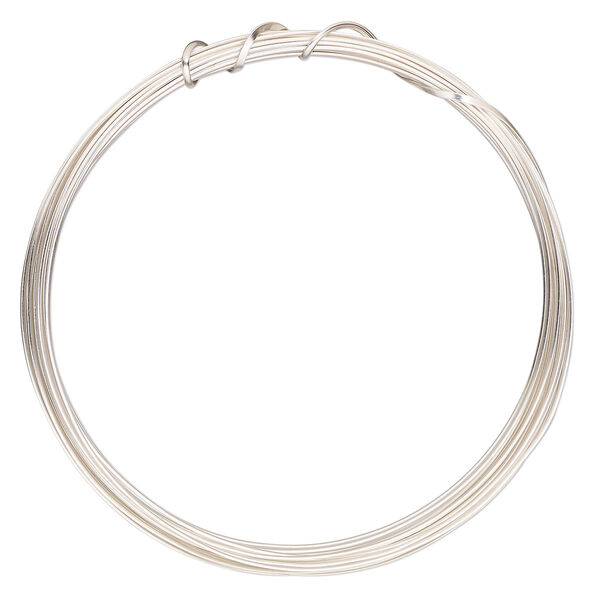 Wire, ParaWire™, silver-plated copper, half-round, 18 gauge. Sold per 4-yard section. image number 0