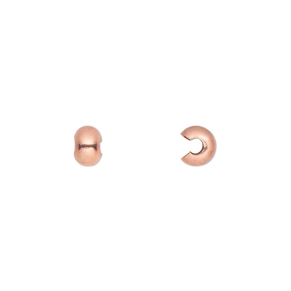 Crimp cover, copper-plated copper, 5mm round. Sold per pkg of 500. image number 0