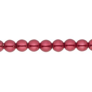 Bead, glass pearl, coated glass, wine, 6mm round. Sold per 18 " strand, approximately 80 beads.