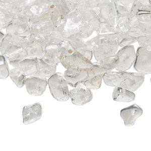 Quartz crystal 1pkg1, tumbled chip bead natural small to medium