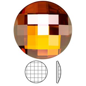 Flat back 1pk crystal chili pepper, Crystal Passions® 30mm chessboard round 2035