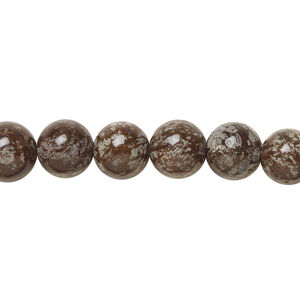 Snowflake jasper 1pkg1, round bead natural, 15.5 inch 8-9mm
