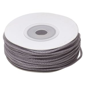 Cord, nylon, grey, 1.5mm round. Sold per 100-foot spool.