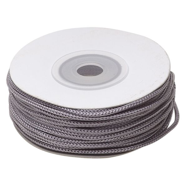 Cord, nylon, grey, 1.5mm round. Sold per 100-foot spool. image number 0